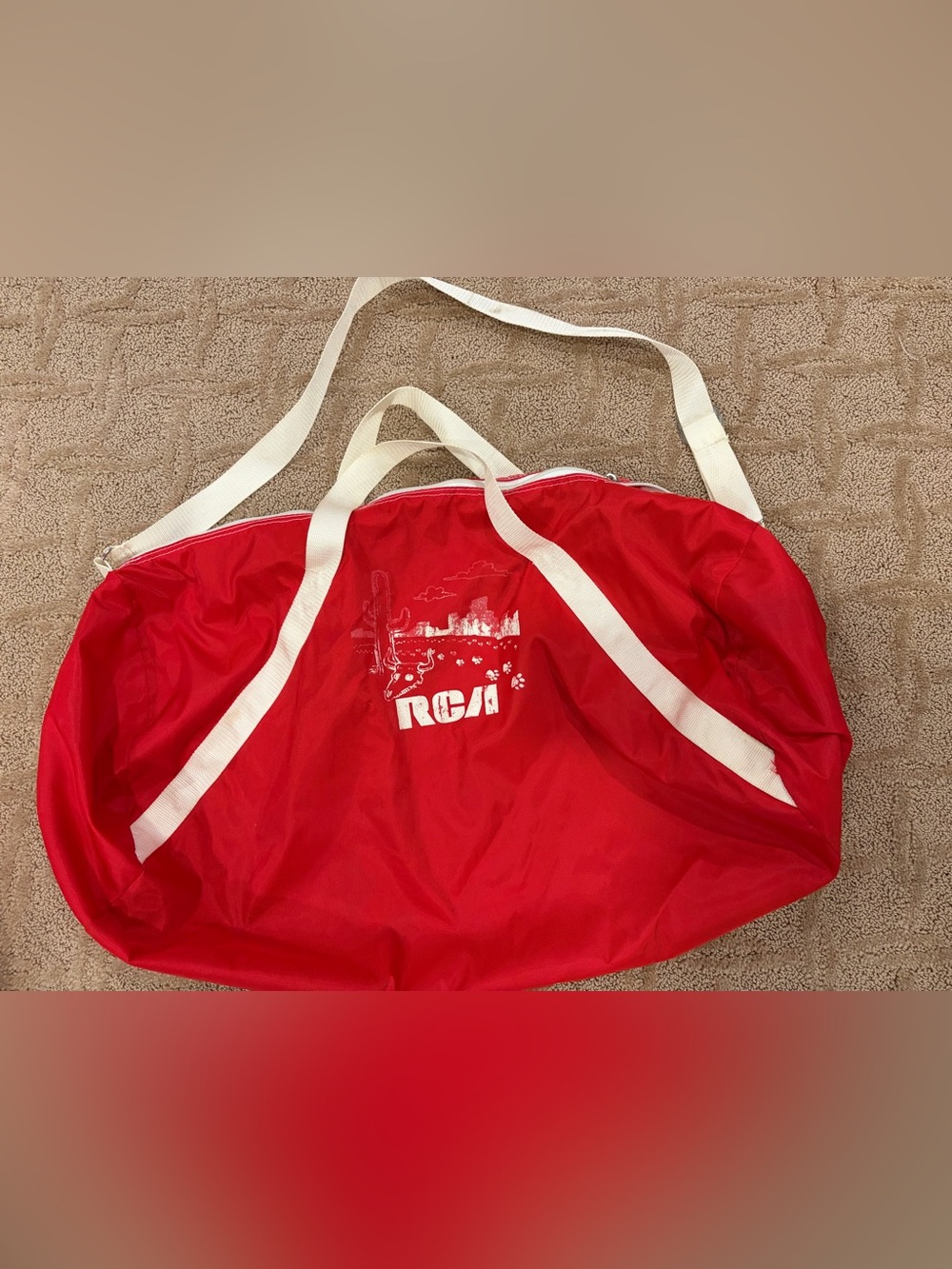 Vintage RCA Promotional Duffel Gym Bag Red White Retro Logo